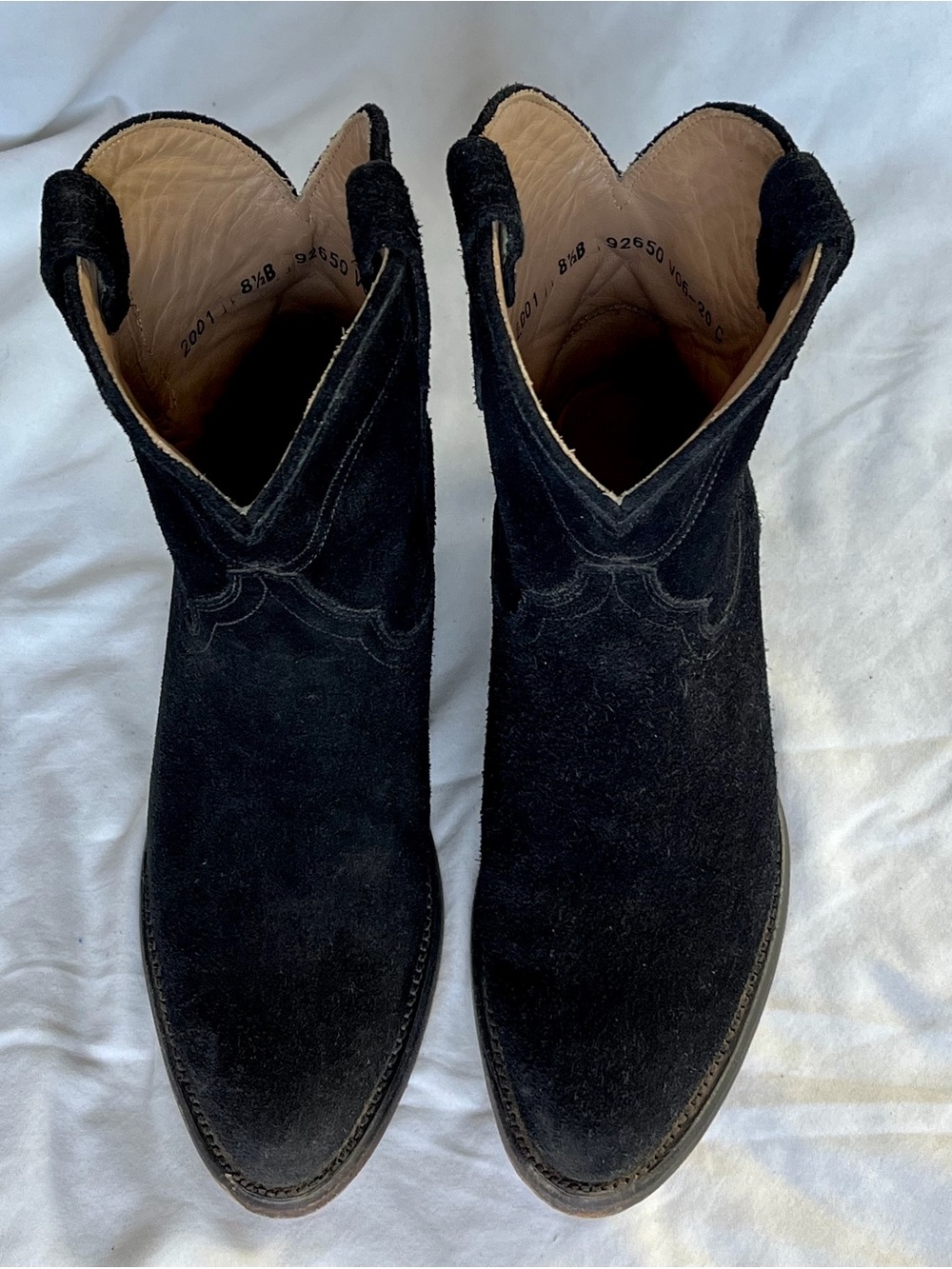Women’s Tecovas Black Suede Western Ankle Boots - Picture 8 of 8